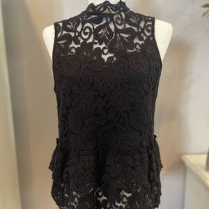 New Express Black Lace Sleeveless Peplum Top